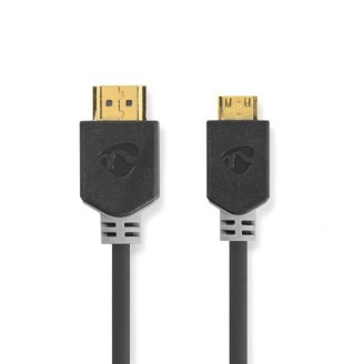 High Speed ??HDMI-Kabel met Ethernet | HDMI Connector | HDMI Mini-Connector | 4K@60Hz | 18 Gbps | 2.00 m | Rond | PVC | Antraciet | Window Box