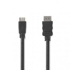 High Speed ??HDMI-Kabel met Ethernet | HDMI Connector | HDMI Mini-Connector | 4K@30Hz | 10.2 Gbps | 2.00 m | Rond | PVC | Zwart | Doos