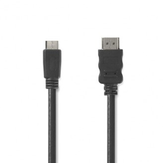 High Speed ??HDMI-Kabel met Ethernet | HDMI Connector | HDMI Mini-Connector | 4K@30Hz | 10.2 Gbps | 2.00 m | Rond | PVC | Zwart | Doos