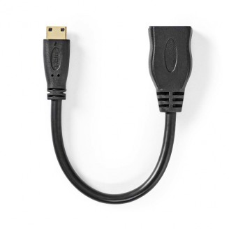 High Speed ??HDMIT-Kabel met Ethernet | HDMIT Mini-Connector | HDMIT Output | 4K@30Hz | 10.2 Gbps | 0.20 m | Rond | PVC | Zwart | Doos