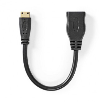 High Speed ??HDMI-Kabel met Ethernet | HDMI Mini-Connector | HDMI Output | 4K@30Hz | 10.2 Gbps | 0.20 m | Rond | PVC | Zwart | Doos