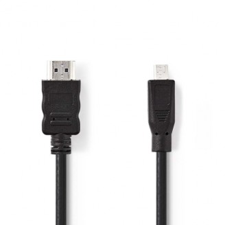 High Speed ??HDMI-Kabel met Ethernet | HDMI Connector | HDMI Micro-Connector | 4K@30Hz | 10.2 Gbps | 2.00 m | Rond | PVC | Zwart | Doos