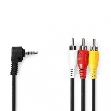 Audio-Videokabel | 3,5 mm Male | 3x RCA Male | Vernikkeld | 2.00 m | Rond | PVC | Zwart