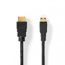 High Speed ??HDMI-Kabel met Ethernet | HDMI Connector | HDMI Mini-Connector | 4K@30Hz | 10.2 Gbps | 1.50 m | Rond | PVC | Zwart | Label
