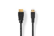 High Speed ??HDMI-Kabel met Ethernet | HDMI Connector | HDMI Mini-Connector | 4K@30Hz | 10.2 Gbps | 3.00 m | Rond | PVC | Zwart | Label