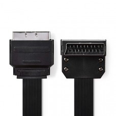 SCART-Kabel | SCART Male | SCART Male | Vernikkeld | 480p | 2.00 m | Plat | PVC | Zwart | Envelop