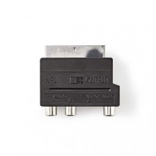 SCART-Adapter | SCART Male | S-Video Female / 3x RCA Female | Vernikkeld | Schakelbaar | ABS | Zwart | 1 Stuks | Envelop