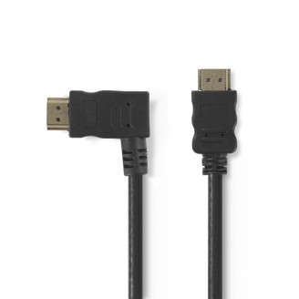High Speed ??HDMI-Kabel met Ethernet | Links Gehoekte HDMI Connector | HDMI Connector | 4K@30Hz | 10.2 Gbps | 1.50 m | Rond | PVC | Zwart | Envelop