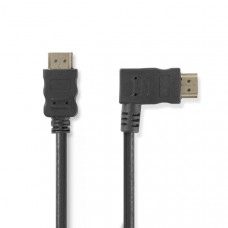 High Speed ??HDMI-Kabel met Ethernet | Rechts Gehoekte HDMI Connector | HDMI Connector | 4K@30Hz | 10.2 Gbps | 1.50 m | Rond | PVC | Zwart | Envelop