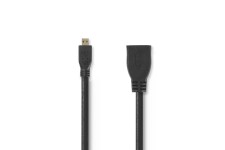 High Speed ??HDMIT-Kabel met Ethernet | HDMIT Micro-Connector | HDMIT Output | 4K@30Hz | 10.2 Gbps | 0.20 m | Rond | PVC | Zwart | Polybag