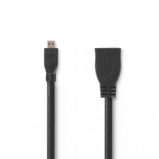 High Speed ??HDMI-Kabel met Ethernet | HDMI Micro-Connector | HDMI Output | 4K@30Hz | 10.2 Gbps | 0.20 m | Rond | PVC | Zwart | Envelop