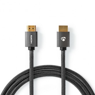 High Speed ??HDMI-Kabel met Ethernet | HDMI Connector | HDMI Connector | 4K@60Hz | ARC | 18 Gbps | 1.00 m | Rond | Katoen | Grijs / Gun Metal Grijs | Cover Window Box