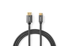 High Speed ??HDMI-Kabel met Ethernet | HDMI Connector | HDMI Mini-Connector | 4K@60Hz | 18 Gbps | 2.00 m | Rond | Katoen | Antraciet / Gun Metal Grijs | Cover Window Box