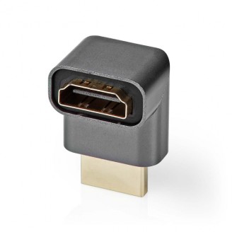 HDMIT-Adapter | HDMIT Connector / HDMIT Male | HDMIT Female / HDMIT Output | Verguld | 270Â° Gehoekt | Aluminium | Gun Metal Grijs | 1 Stuks | Cover Window Box