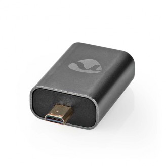 HDMI-Adapter | HDMI Male / HDMI Micro-Connector | HDMI Output | Verguld | Recht | Aluminium | Gun Metal Grijs | 1 Stuks | Cover Window Box