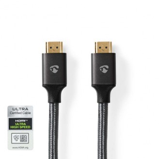 Ultra High Speed ??HDMI-Kabel | HDMI Connector | HDMI Connector | 8K@60Hz | 48 Gbps | 1.00 m | Rond | 6.3 mm | Antraciet / Gun Metal Grijs | Cover Window Box