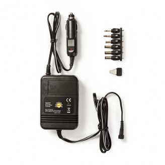 Universal DC Power Adapter | Auto-Adapter | 24 W | Ingangsvoltage: 12 V DC / 24 V DC | 1.5 / 3 / 4.5 / 6 / 7.5 / 9 / 12 V DC | Maximale uitgangsstroom per poort: 2.0 A | Zwart
