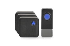 Draadloze Deurbelset | Netvoeding | 100 - 240 V AC 50/60 Hz | 1x 23A 12V | Volume: 110 dB | Signaalbereik: 150 m | IP55 | Instelbaar volume | 58 MelodieÃ«n | 3 Ontvangers | Zwart