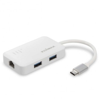 USB-C naar 3-poorts USB 3.0 Gigabit Ethernet-hub