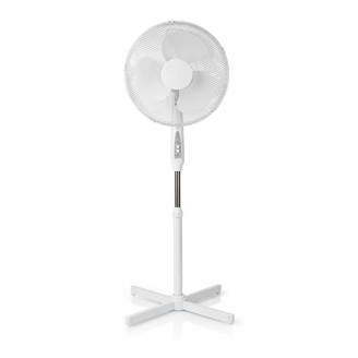 Staande Ventilator | Diameter: 400 mm | 3 Snelheden | Zwenkfunctie | 45 W | Verstelbare hoogte | Uitschakeltimer | Afstandsbediening | Briesstanden: Neutraal / Slaap | Wit