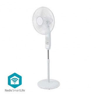 SmartLife Ventilator | Wi-Fi | 400 mm | Verstelbare hoogte | Draait automatisch | 3 Snelheden | Tijdschakelaar | Afstandsbediening | AndroidT / IOS | Wit