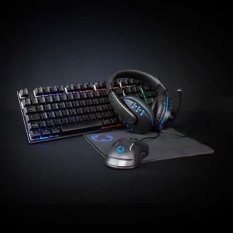 Gaming Combo Kit | 5-in-1 | Toetsenbord, Koptelefoon, Muis en Muismat | Zwart | AZERTY | Frans