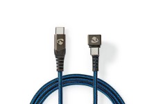 USB-Kabel | USB 2.0 | USB-CT Male | USB-CT Male | 480 Mbps | Verguld | 1.00 m | Rond | Gebreid / Nylon | Blauw / Zwart | Cover Window Box