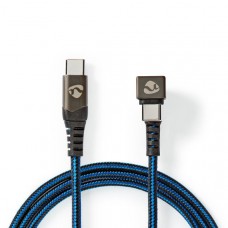 USB-Kabel | USB 2.0 | USB-CT Male | USB-CT Male | 480 Mbps | Verguld | 1.00 m | Rond | Gevlochten / Nylon | Blauw / Zwart | Cover Window Box