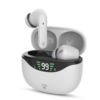 Volledig Draadloze Oordopjes | ANC (Active Noise Cancelling) | Bluetooth | Maximale batterijduur: 30 uur | Aanraakbediening | Charging case | Draadloze oplaadcase | Ingebouwde microfoon | Ondersteuning voor spraakbesturing | Wit