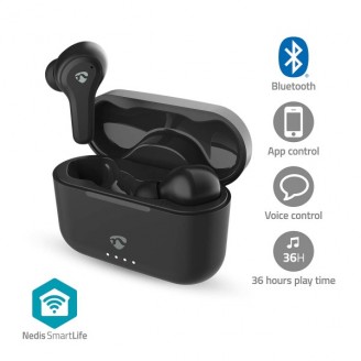 Volledig Draadloze Oordopjes | Hybrid (ENC + ANC) | Bluetooth | Maximale batterijduur: 36 uur | Aanraakbediening | Charging case | Draadloze oplaadcase | Ingebouwde microfoon | Ondersteuning voor spraakbesturing | Zwart