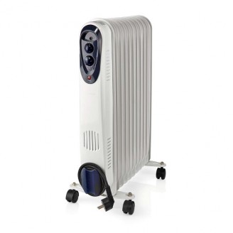 Mobiele Olieradiator | 1000 / 1500 / 2500 W | 11 Vinnen | Instelbare thermostaat | 3 Warmte Standen | Omvalpreventie | Wit