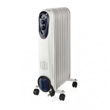 Mobiele Olieradiator | 800 / 1200 / 2000 W | 9 Vinnen | Instelbare thermostaat | 3 Warmte Standen | Omvalpreventie | Wit