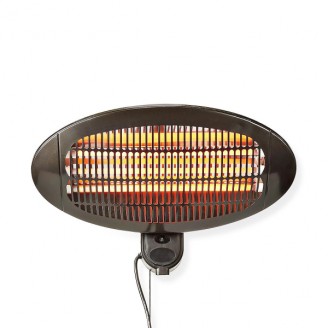 Patio Verwarmer | 2000 W | 3 Warmte Standen | Wandmontage | IP34 | Zwart