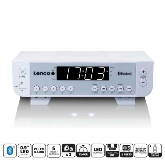 FM-keukenradio met Bluetooth LED-verlichting en timer Wit