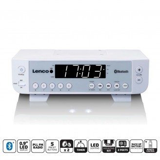 FM-keukenradio met Bluetooth LED-verlichting en timer Wit