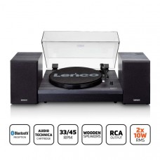 Platenspeler met Bluetooth en twee externe luidsprekers zwart