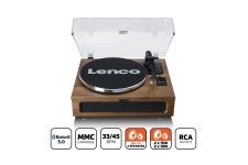 Platenspeler met 4 ingebouwde luidsprekers en bluetooth-ontvangst Wood