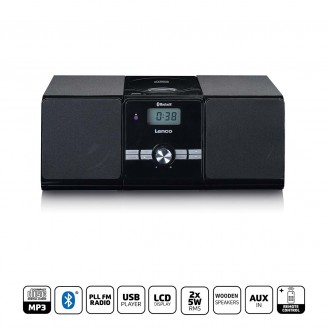 Micro set met CD/MP3 Bluetooth USB afstandsbediening Zwart