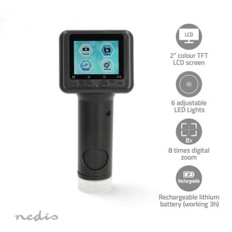 Microscope Camera | Maximum battery play time: 5 hrs | Built-in microphone | 1080P | up to 48MP | 2inchInch Screen | Black