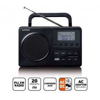 MPR-035BK Compacte Draagbare FM Radio met LCD Scherm Zwart