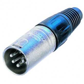 4-polige mannelijke kabelconnector met nikkelen behuizing en zilveren contacten