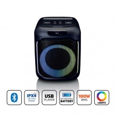 Compacte IPX4 Bluetooth partyluidspreker met draadloze microfoon