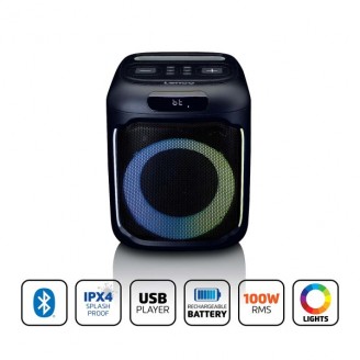Compacte IPX4 Bluetooth partyluidspreker met draadloze microfoon