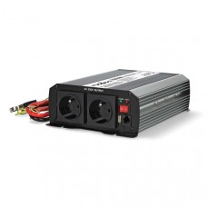 Omvormer Gemodificeerde Sinusgolf | Ingangsvoltage: 24 V DC | Apparaat stroomoutput: Type E (CEE 7/5) / USB-A | 230 V AC 50 Hz | 1000 W | Piekvermogen: 2000 W | Screw Terminal | Zilver