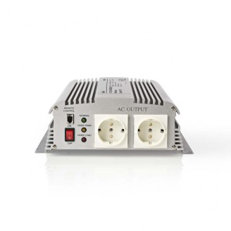 Omvormer Gemodificeerde Sinusgolf | Ingangsvoltage: 12 V DC | Apparaat stroomoutput: Type F (CEE 7/3) | 230 V AC 50 Hz | 1700 W | Piekvermogen: 3000 W | Screw Terminal | Zilver