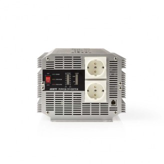 Omvormer Gemodificeerde Sinusgolf | Ingangsvoltage: 12 V DC | Apparaat stroomoutput: Type F (CEE 7/3) | 230 V AC 50 Hz | 4000 W | Piekvermogen: 8000 W | Screw Terminal | Zilver