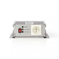 Omvormer Gemodificeerde Sinusgolf | Ingangsvoltage: 24 V DC | Apparaat stroomoutput: Type E (CEE 7/5) | 230 V AC 50 Hz | 600 W | Piekvermogen: 1500 W | Accuklemmen | Zilver