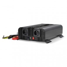 Omvormer Pure Sinusgolf | Ingangsvoltage: 12 V DC | Apparaat stroomoutput: Type E (CEE 7/5) / USB-A / USB-CT | 230 V AC 50 Hz | 2000 W | Piekvermogen: 4000 W | Screw Terminal | Zuivere Sinusgolf | Zekering | Zwart