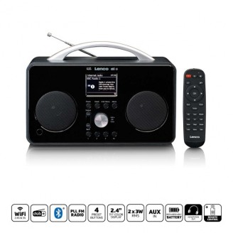 Internet DAB+/FM-radio met Bluetooth-afstandsbediening en oplaadbare batterij