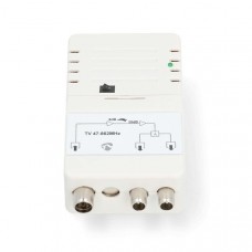 CATV-Versterker | Versterking: 25 dB | 47 - 862 MHz | Outputs: 2 | Versterkingsregelaar | Wit
